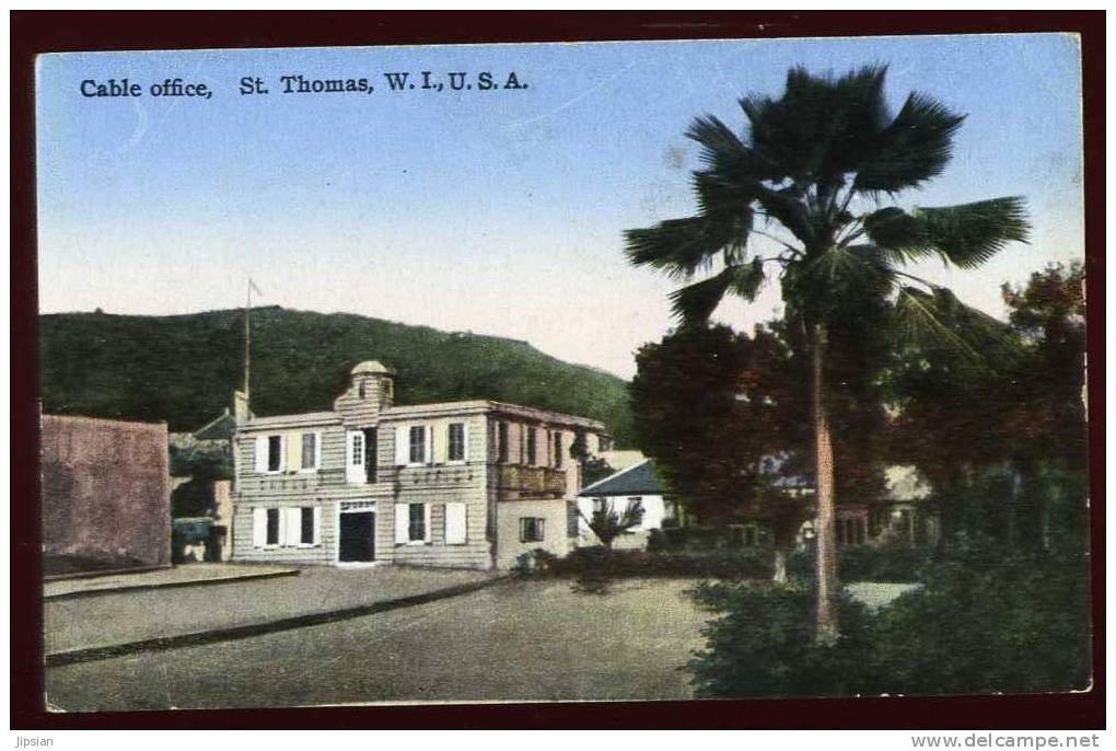 Cpa Virgin Islands USA Cable Office St Thomas W.I. USA  G13 - Isole Vergini Americane