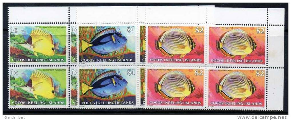 Cocos Islands 1979 Fishes Set Of 17 As Blocks Of 4 MNH  SG 34-47 - Kokosinseln (Keeling Islands)