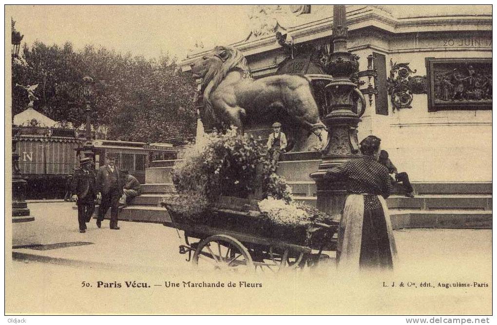 REPRO - Paris Vécu - Une Marchande De Fleurs - Lots, Séries, Collections