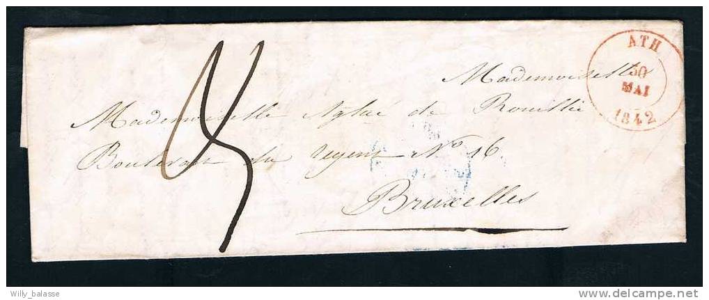 Belgique Precurseur 1842 Lettre Datée De Montblanc Avec Càd ATH - 1830-1849 (Independent Belgium)