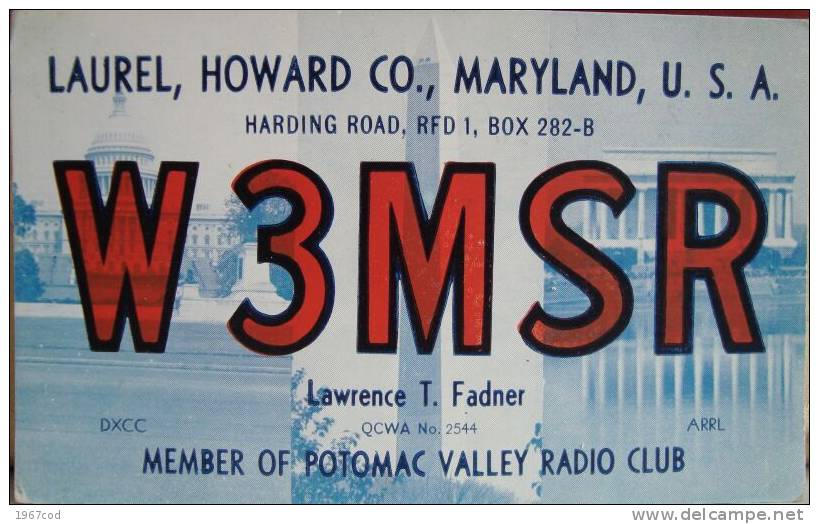 QSL Card 1964, Maryland, USA - Radio