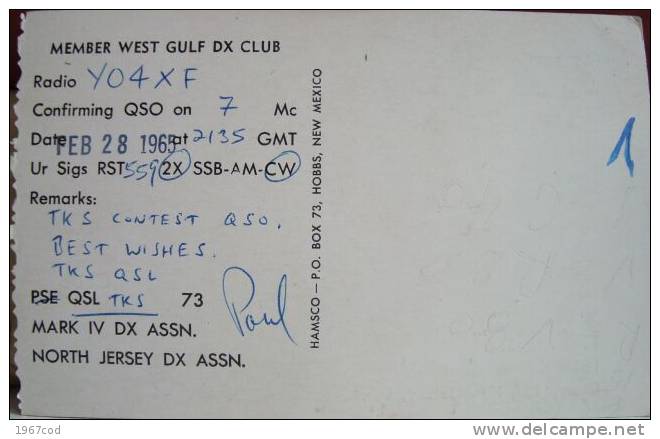 QSL Card 1965, New Jersey, USA - Radio