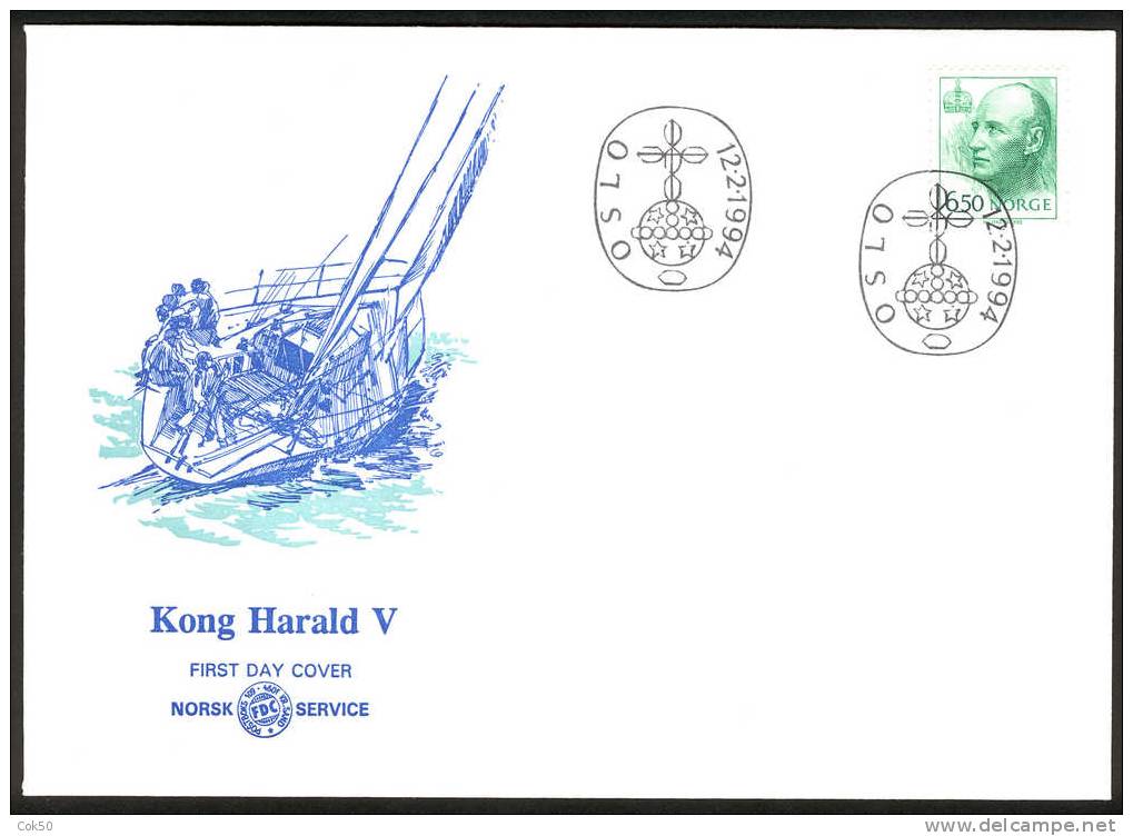 NORWAY FDC 1994 «King Harald V Kr. 6.50». Perfect, Cacheted Unadressed Cover - FDC