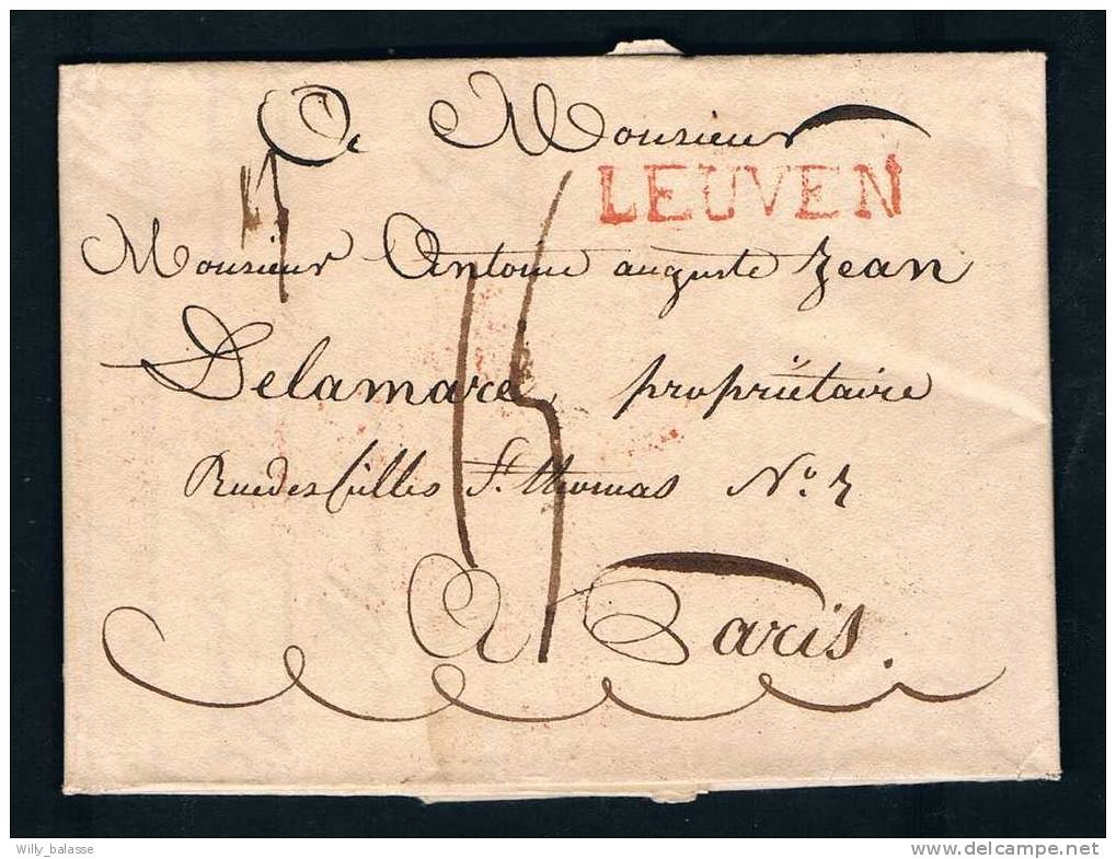 Belgique Precurseur 1817 Lettre Avec Marque + 15 Pour Paris - 1815-1830 (Periodo Holandes)