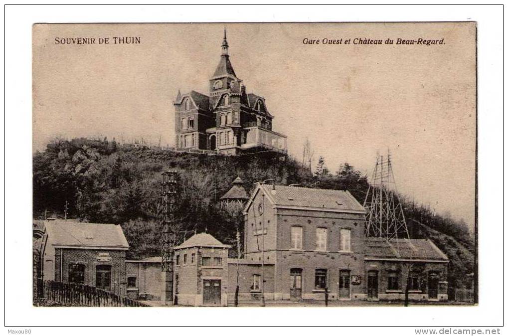 Souvenir De THUIN - Gare Ouest Et Château Beau-Regard - Thuin