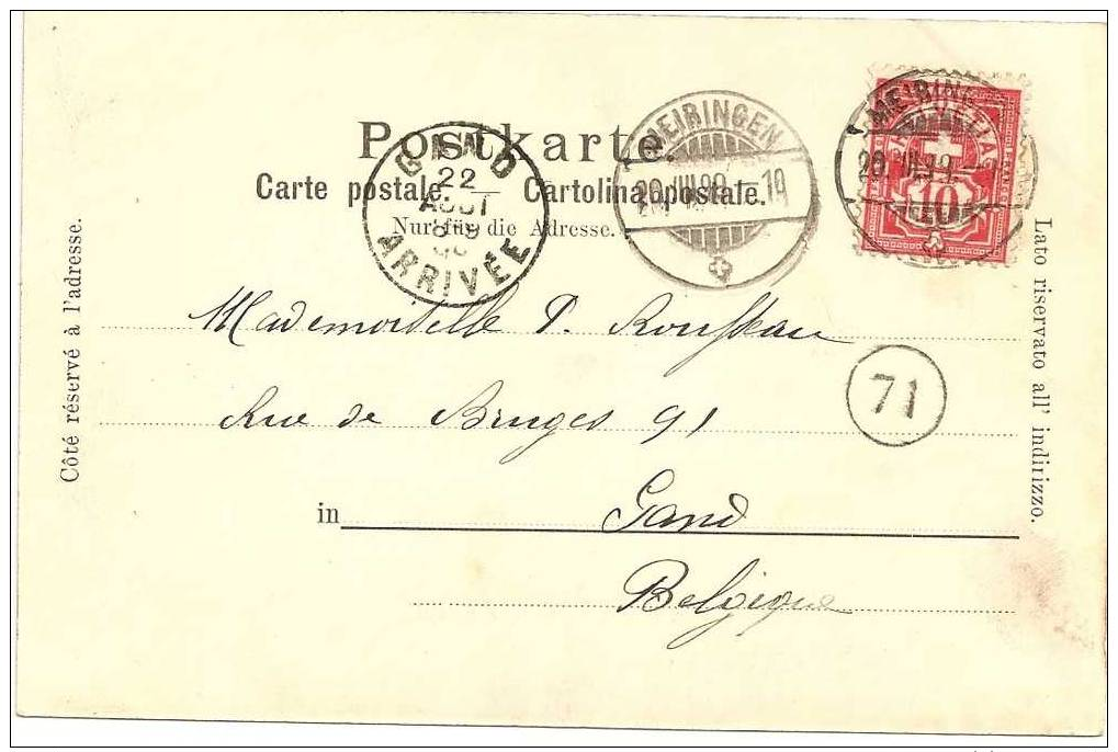 Gruss Von MEIRINGEN - Meyringen Mit Stein Alpbach Und Hasleberg +++++ 1899 +++++ Vers GAND +++++ TOP ++++++ - Hasle Bei Burgdorf