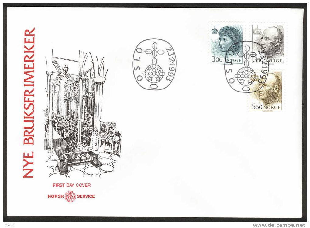 NORWAY FDC 1993 «Daily Issues». Perfect, Cacheted Unadressed Cover - FDC