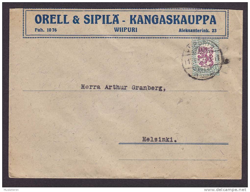 Finland ORELL & SPILÄ - KANGASKAUPPA Wiipuri 1927 Cover To Helsinki - Covers & Documents