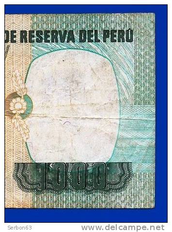 BILLETS MONNAIE USAGE PEROU AMERIQUE DU SUD 1000 SOLES DE ORO 3 SIGNATURES N° B 8868255 M  MIGUEL GRAU