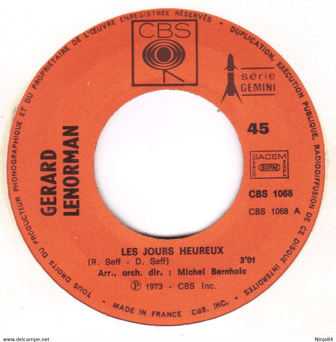 SP 45 RPM (7")  Gérard Lenorman  "  Les Jours Heureux  " - Autres - Musique Française