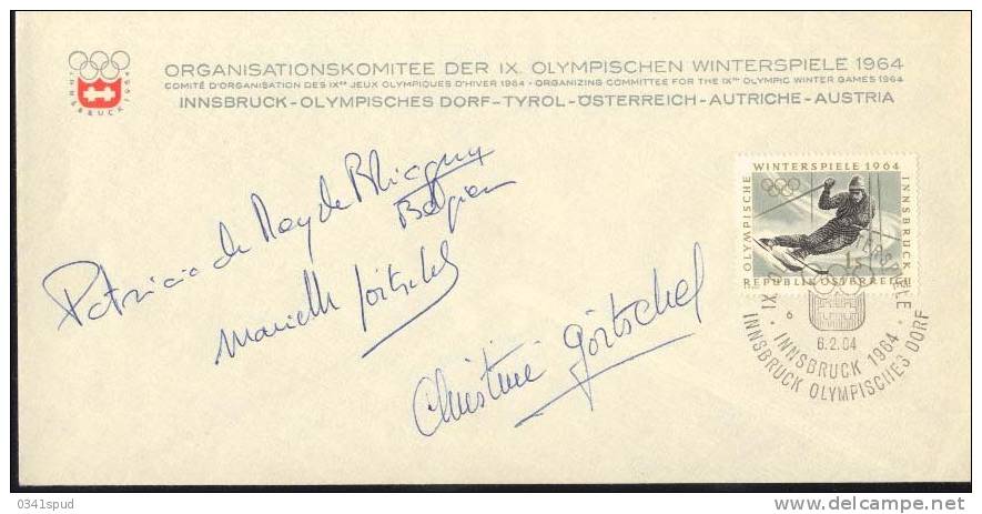 Jeux Olympiques 1964 Innsbruck  Firma Signature Olympic Champions Marielle Goitscel  Christine Goitschel - Hiver 1964: Innsbruck
