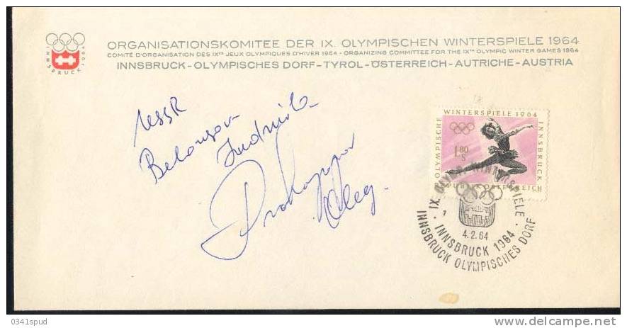 Jeux Olympiques 1964 Innsbruck Patinage Sur Glace Ice Skating  Signature Firma  Beloussova  Protopopov - Winter 1964: Innsbruck