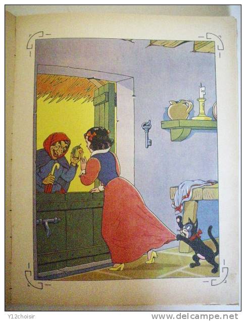 LIVRE ANCIEN 1952 BLANCHE NEIGE CONTE DE GRIMM  ILLUSTR. EVARISTE COUVERTURE DOREE