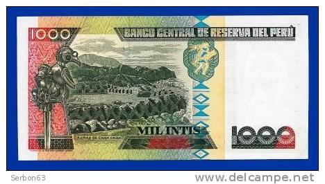 BILLET MONNAIE NEUF PEROU 28 JUIN 1988 AMERIQUE DU SUD MIL INTIS 3 SIGNATURES N°B 0653192 P - M. ANDRES AVELINO CACERES