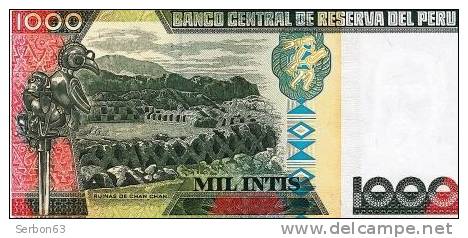 BILLET MONNAIE NEUF PEROU 28 JUIN 1988 AMERIQUE DU SUD MIL INTIS 3 SIGNATURES N°B 0653192 P - M. ANDRES AVELINO CACERES