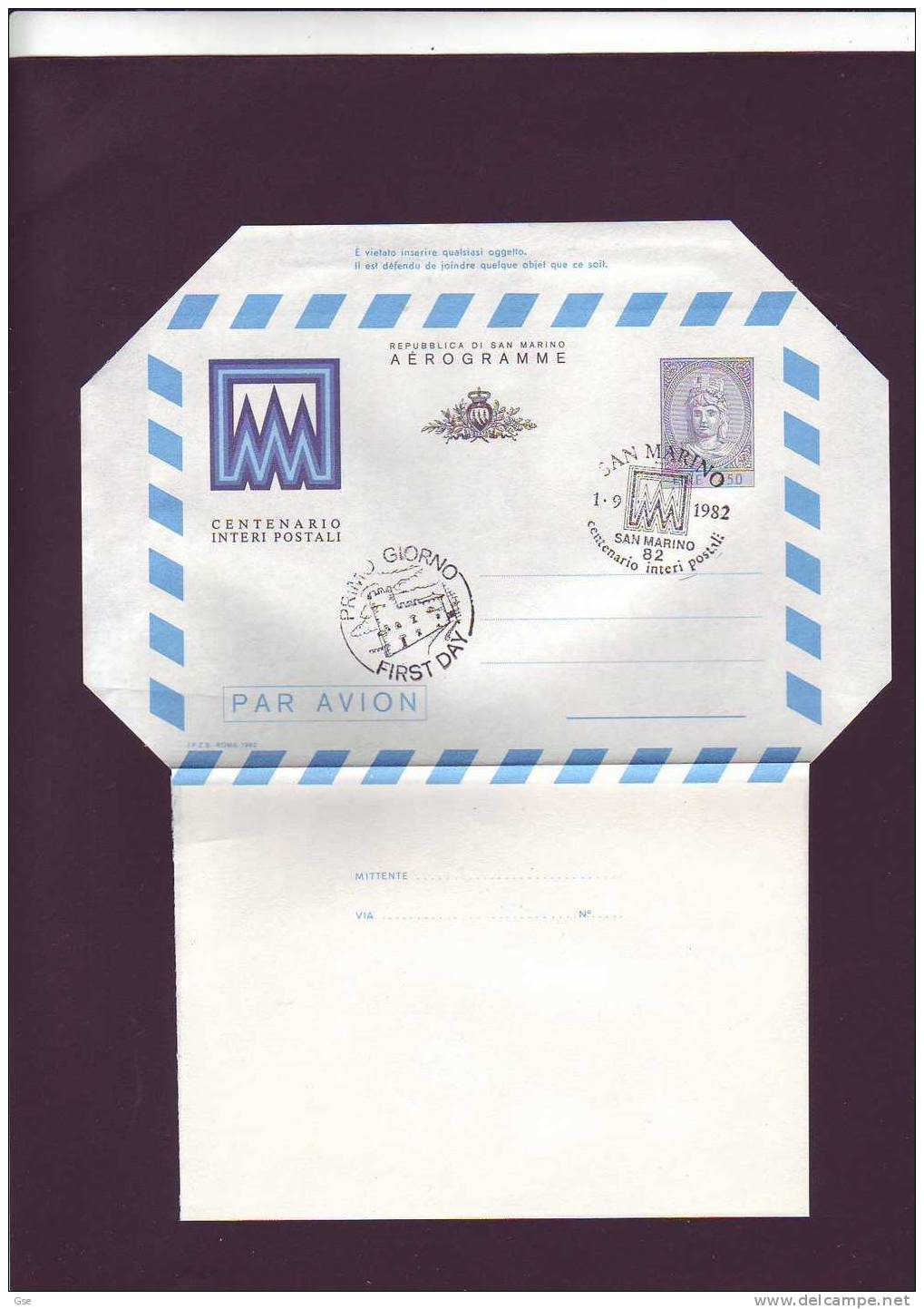 SAN  MARINO  1982 - FDC - Centenario Interi Postali _ Annullo Speciale Illustrato - Interi Postali