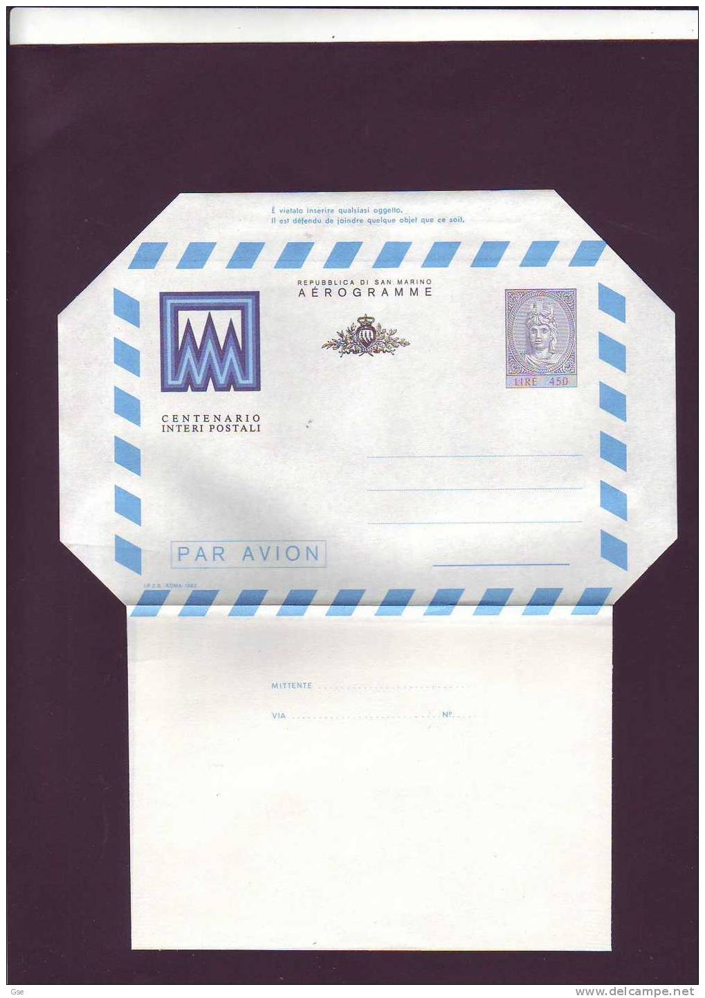 SAN  MARINO  1982 - Nuovo - Centenario Interi Postali - - Entiers Postaux