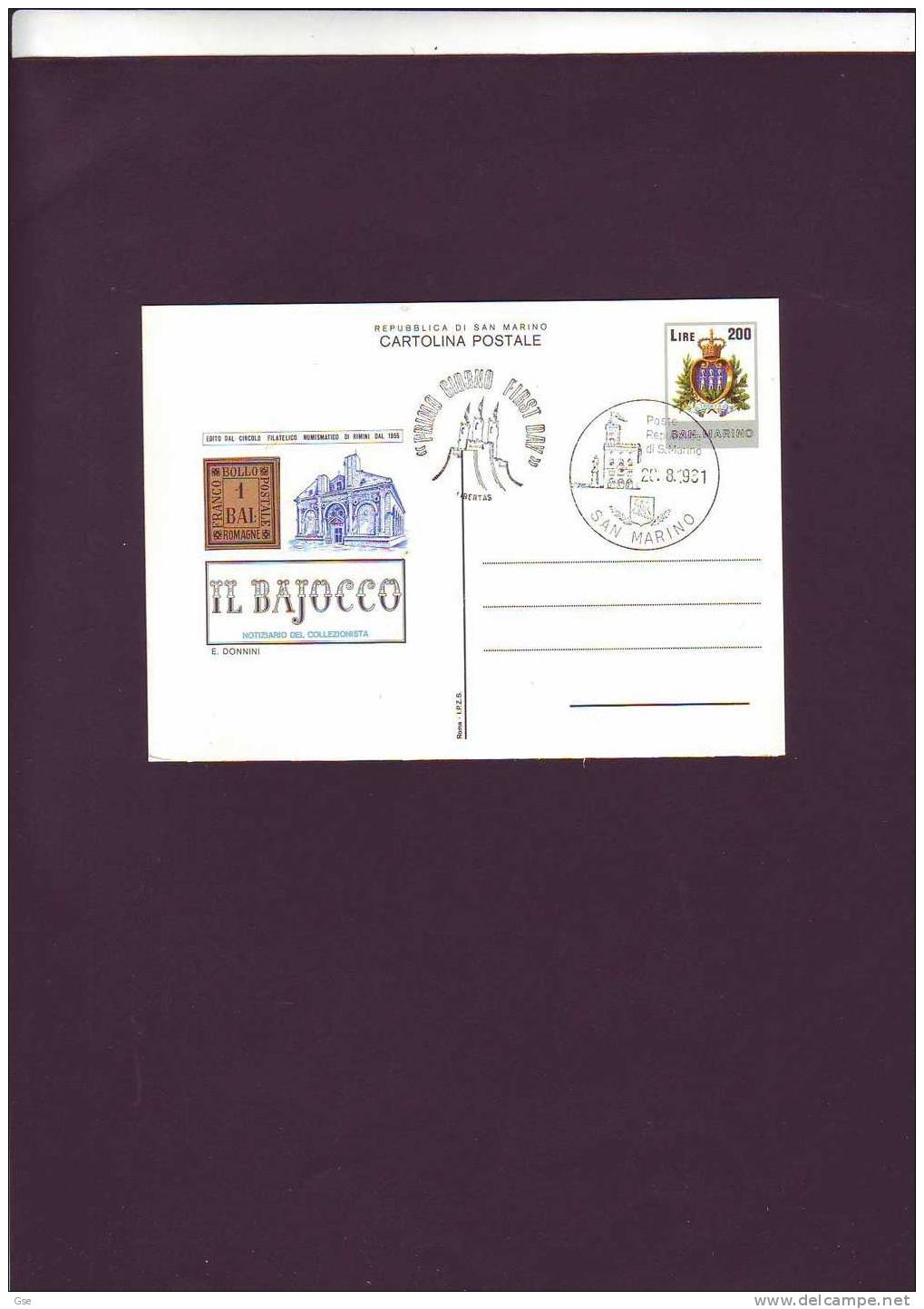 SAN  MARINO   1981 -- Pertile 46 -nuovo - Cartolina Postale -FDC  "il Bajocco" - Interi Postali