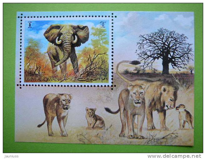 Umm Al Qiwain 1971 Elefanten Elephants Tiere Animal Block ** MNH - Elefanten