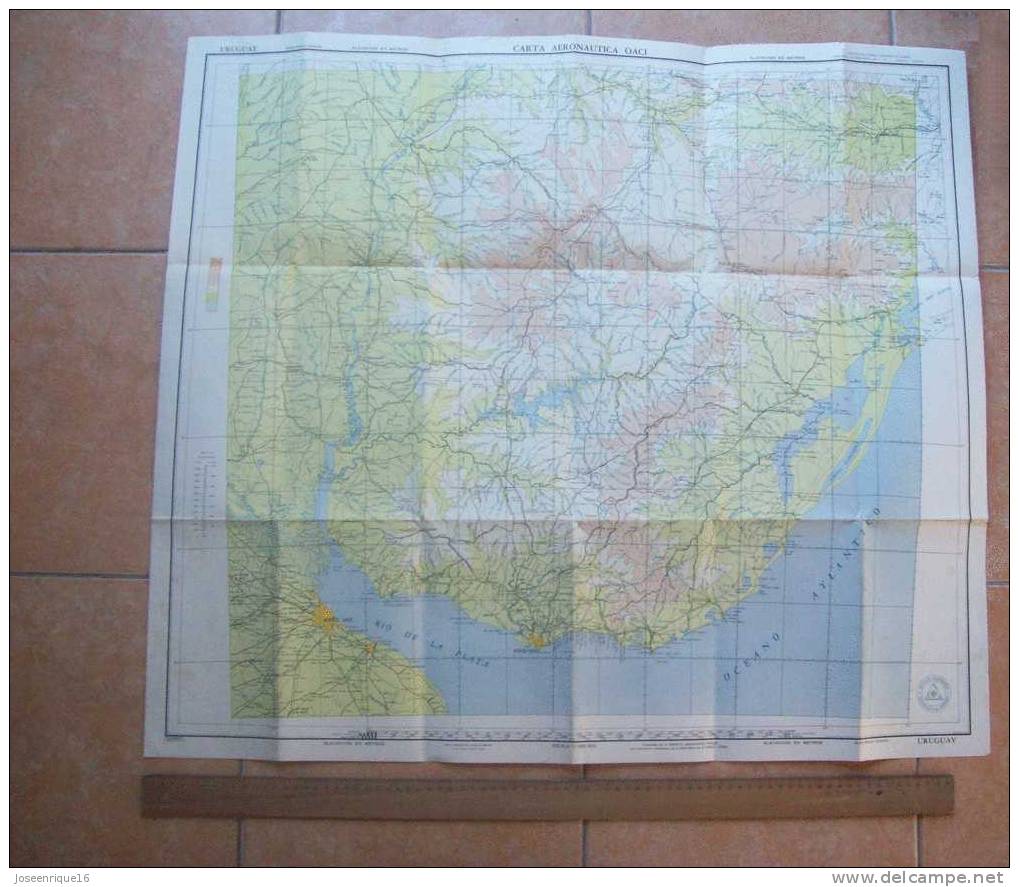 1957 MAP. MAPA URUGUAY, INSTITUTO GEOGRAFICO MILITAR - Welt