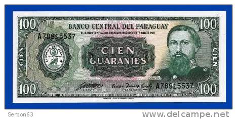 BILLET MONNAIE NEUF PARAGUAY 25 MARS 1952 AMERIQUE DU SUD 100 GUARANIES 2 SIGNATURES N° A 78915537 GENERAL JOSE E. DIAZ - Paraguay