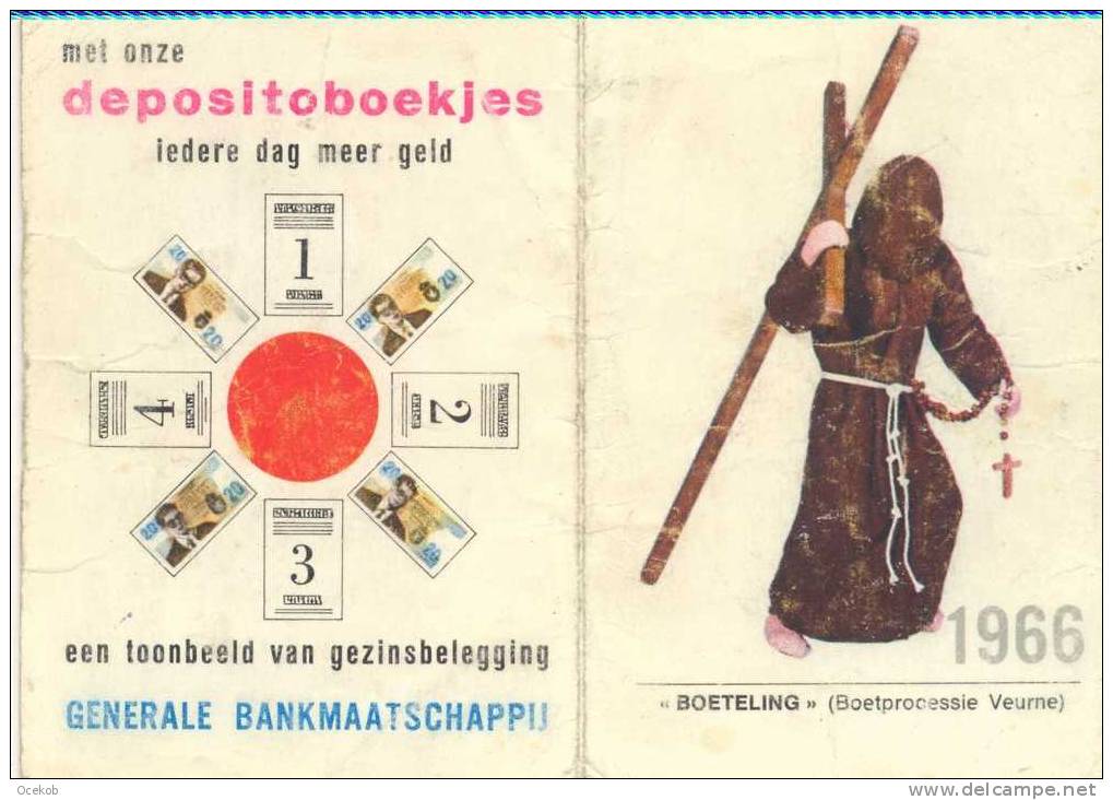 Kalender  Boetprocessie Veurne 1966 Pub./recl. Generale Bankmaatschappij - Kleinformat : 1961-70