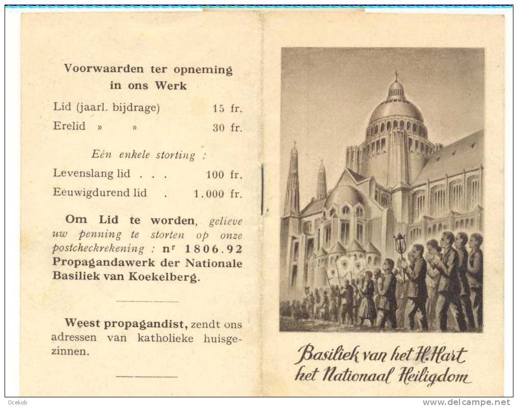 Kalender  Koekelberg Basiliek Van Het H.Hart 1954 (2 Scans) - Small : 1921-40