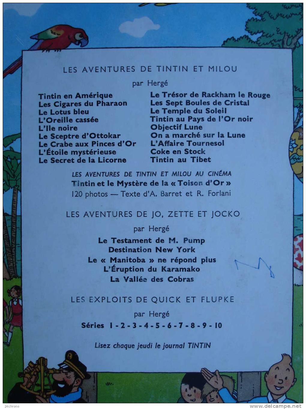 Herge: Les Aventures de Tintin, Imprime en Belgique par les Etablissements Casterman, Coke en Stock, B33, 1963