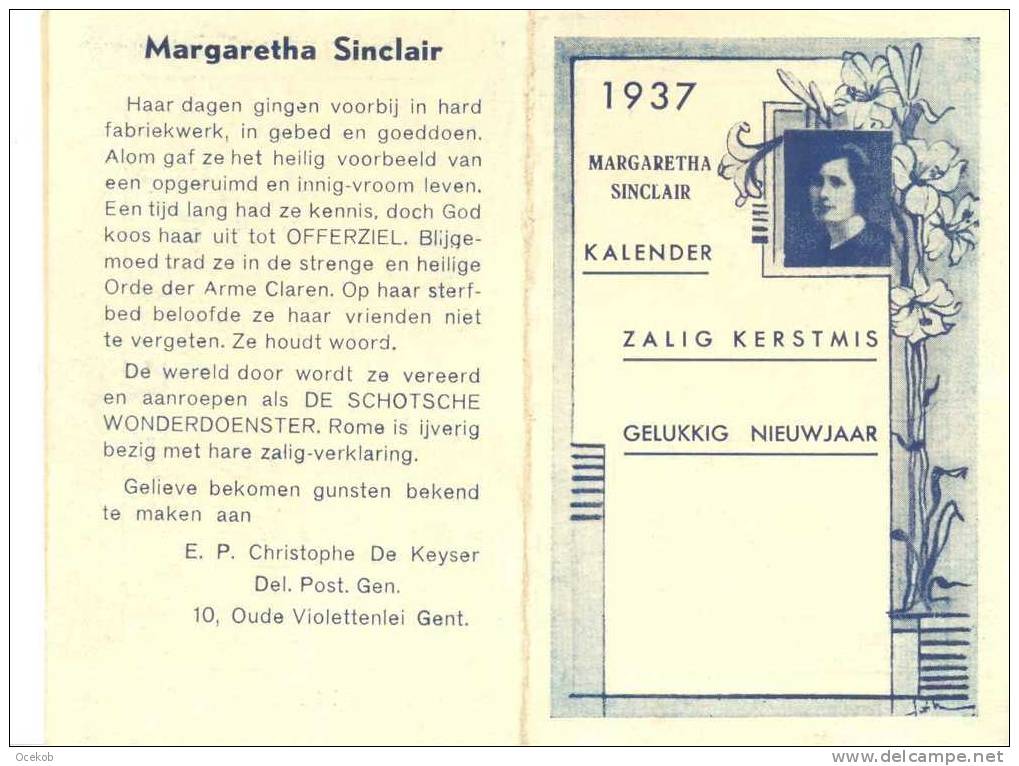 Kalender  MARGARETHA SINCLAIR 1937 - Petit Format : 1921-40