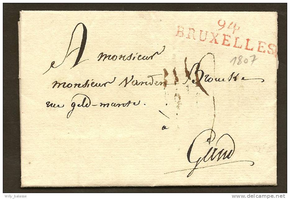Belgique Precurs 1807 Lettre Avec Marque " 94 / Bruxelles" Luxe - 1794-1814 (Periodo Francese)