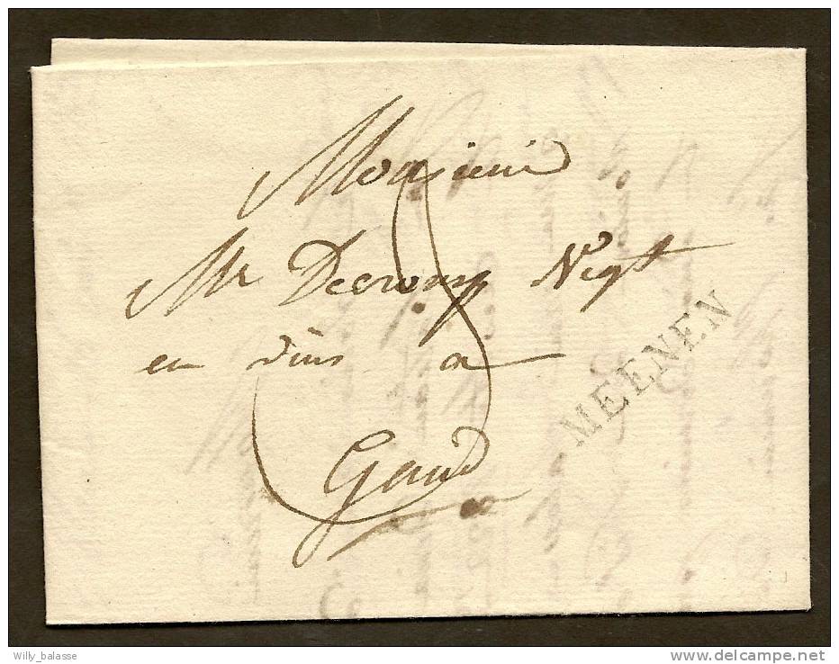 Belgique Precurs 16.8.1824 Lettre Avec Marque " Meenen" - 1815-1830 (Hollandse Tijd)