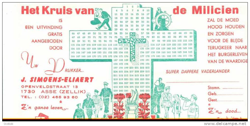 Kalender 1979 Asse / Zellik  Het Kruis Van De Milicien / Drukkerij J.Simoens-Eliaert - Petit Format : 1971-80