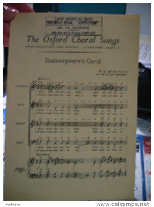 PARTITION SHAKESPEARE S CAROL. TBE. THE OXFORD CHORAL SONGS - Chorwerke