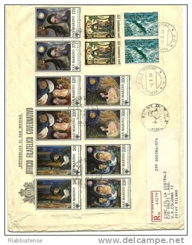 1979 - San Marino 1025 + 1026 + 1027/31 Raccomandata, - Covers & Documents