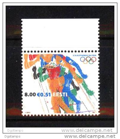 Estonia 2006 Yv509 ** Juegos Olímpicos De Turín: Esquí.  Anillos Olimpicos, Composición Atletismo Y Otros Deportes. - Hiver 2006: Torino