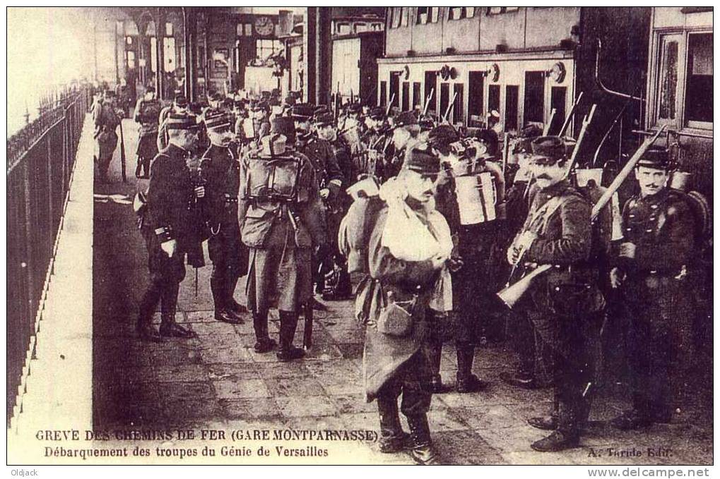 REPRO - Grève Des Chemins De Fer (gare Montparnasse) - Débarquement Des Troupes Du Génie De Versailles - Konvolute, Lots, Sammlungen