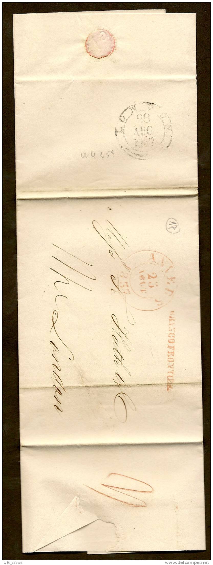 Belgique Précurs 1837 Lettre Càd Anvers + Marque " Franco Frontière" Pour Londre - 1830-1849 (Belgica Independiente)