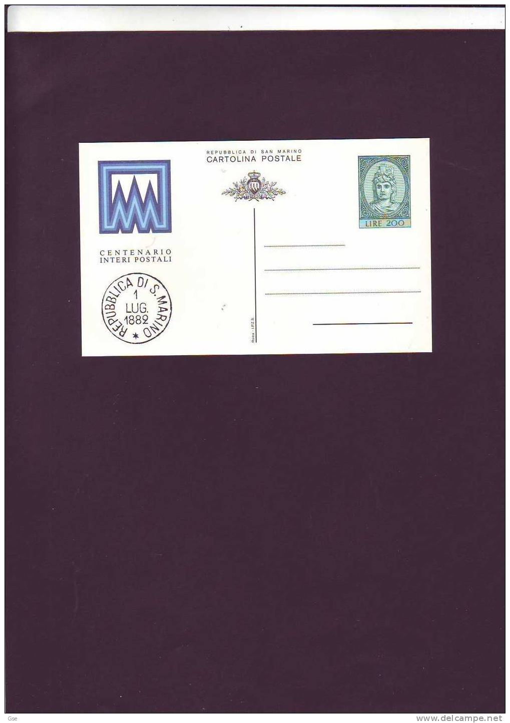 SAN  MARINO 1982 - Cartolina Postale  - Centenario Interi Postali - Entiers Postaux