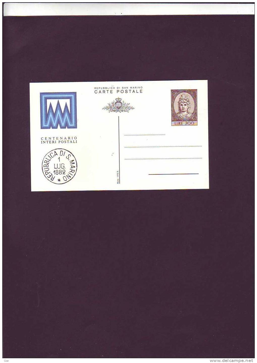 SAN  MARINO 1982 - Cartolina Postale  - Centenario Interi Postali - Entiers Postaux