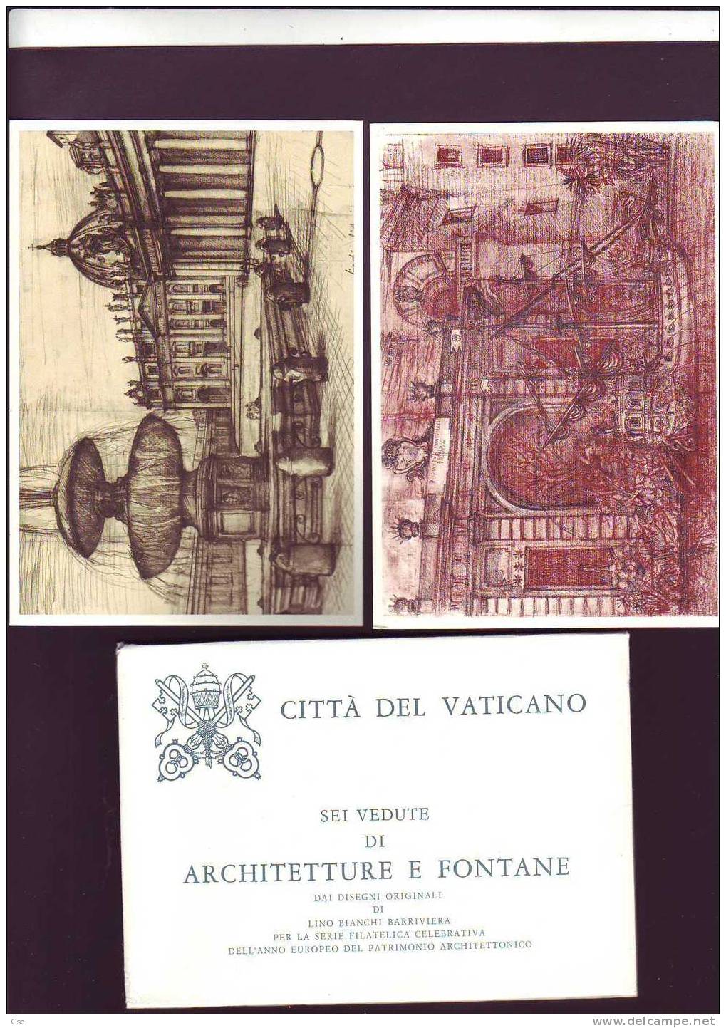 VATICANO - 6 Cartoline Postali  In Custodia - Architettura E Fontane - Postwaardestukken