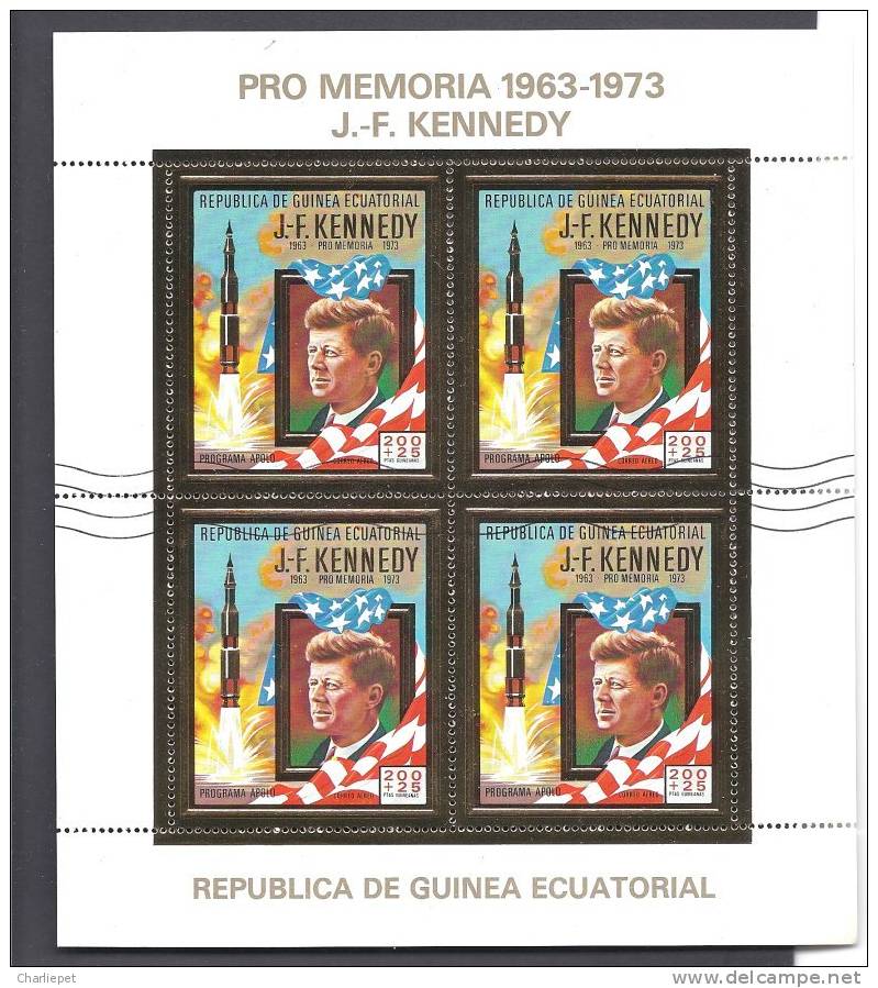 Equatorial Guinea Scott # 7330 973  In Memory Of Kennedy And The Apollo Space Flight Souvenir Sheet Used - Equatorial Guinea