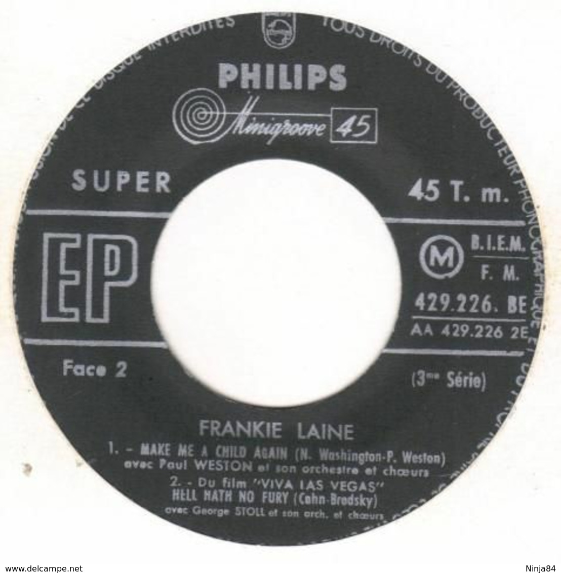 EP 45 RPM (7")  B-O-F  Frankie Laine  "  Blanches Colombes Et Vilains Messieurs  " - Soundtracks, Film Music