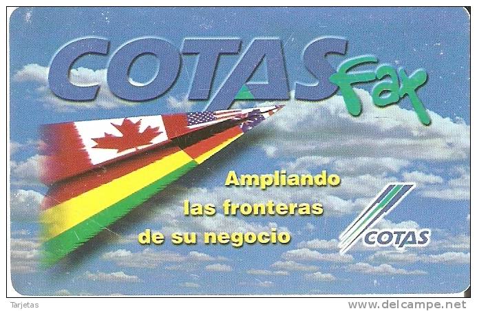 TARJETA DE BOLIVIA DE COTAS FAX BANDERAS CANADA-USA-ALEMANIA,ETC - Bolivia