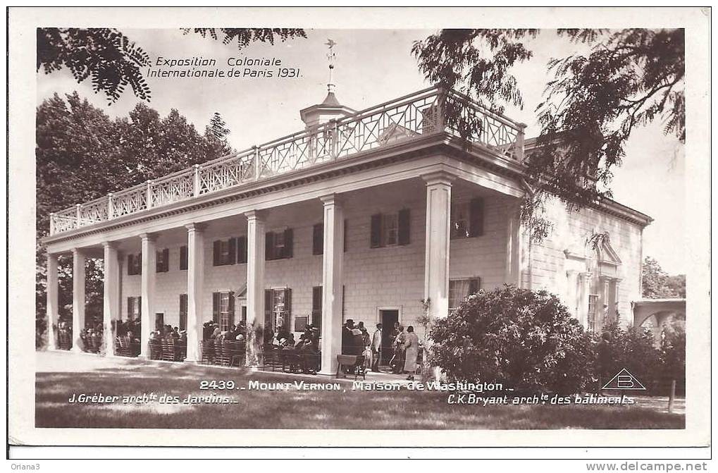 -- 75 -- EXPO. COLONIALE  1931-- MOUNT VERNON -- MAISON DE WASHINGTON -- CARTE PHOTO -- - Expositions