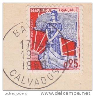 N°1234 Marianne à La Nef ROULETTE Obl BAYEUX CALVADOS Sur Lettre - 1959-1960 Marianne à La Nef