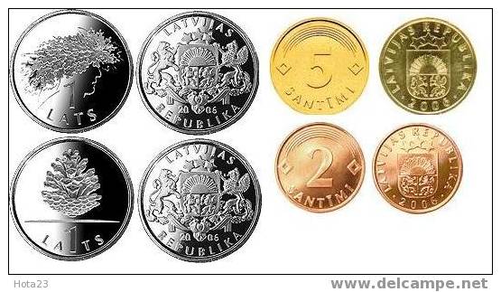 Latvia - Lettland  Full Set - 2006 Y  - UNC - Coins - Lettonie