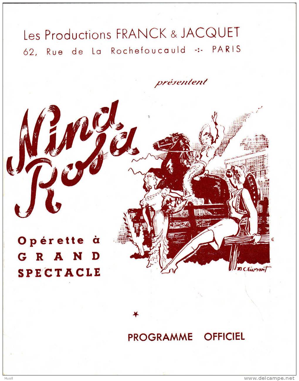 Les Productions Franck & Jacquet. Nina Rosa. - Programmes