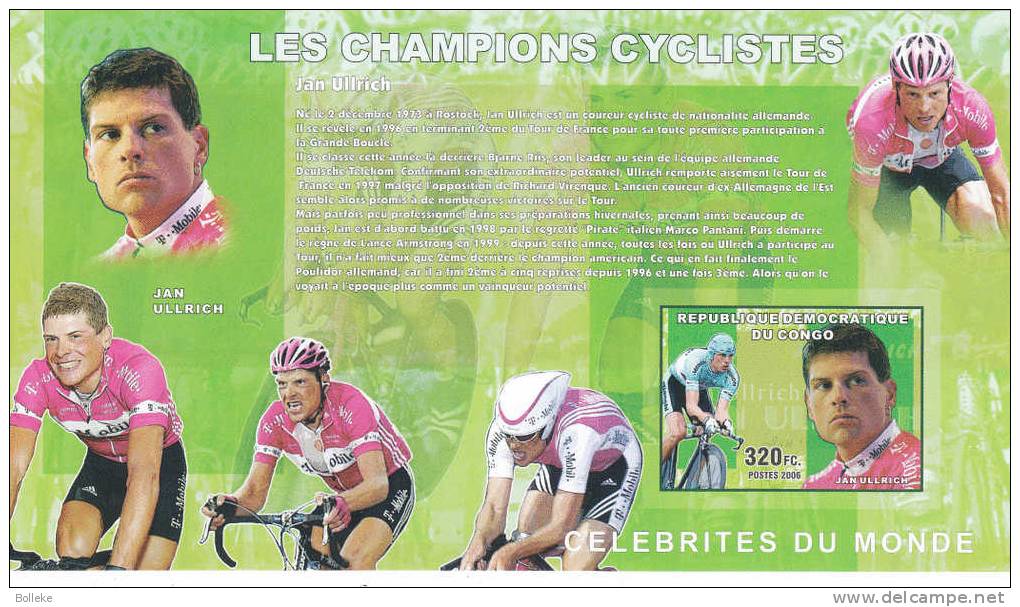 Sports - Cyclisme - Amstrong - Ulrich - Rép Du Congo - COB BF 402 / 05 ** De 2006 - MNH - NON Dentelés - Valeur 140 Euro - Nuovi