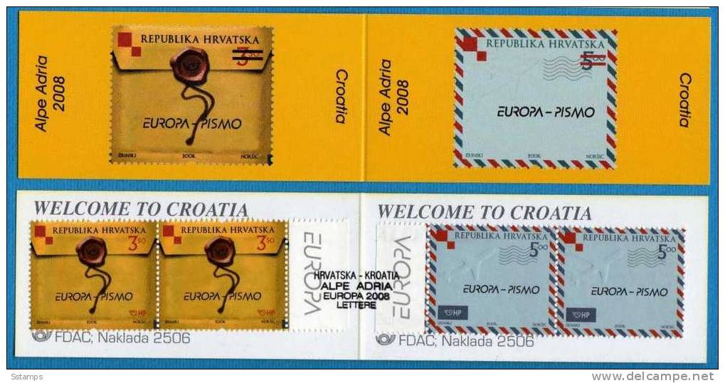 2008 857-58 DER BRIEF  CROAZIA  KROAZIEN  EUROPA CEPT BOOKLET RARO - 2008