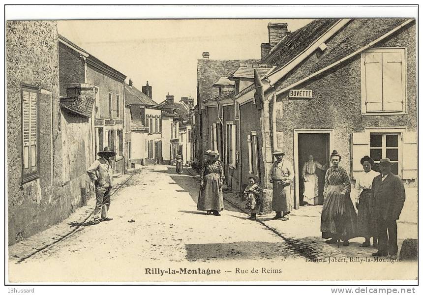 Carte Postale Ancienne Rilly La Montagne - Rue De Reims - Bureau De Tabac - Rilly-la-Montagne